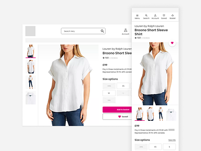 Product detail page desktop and mobile concept concept ecommerce product detail page ui ux web design