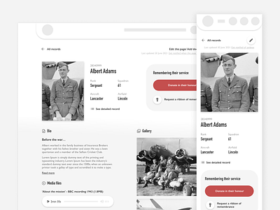 Second World War soldier record military history responsive design second world war soldier record ui ux web design