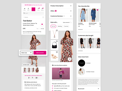 Mobile vision concept for a product page adobe xd app dress fashion fashion product page figma finance options mobile pdp pink product page sketch ui ux web web design womens