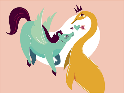 Peggy & Nessy ill illustration illustrator lochness monster nessy pegasus peggy vector