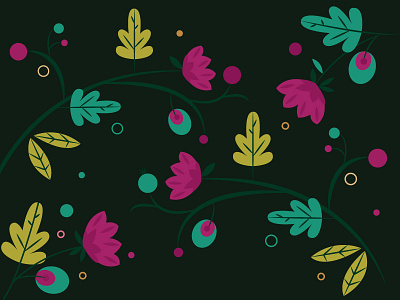 Floral Pattern flowers green pattern purple teal