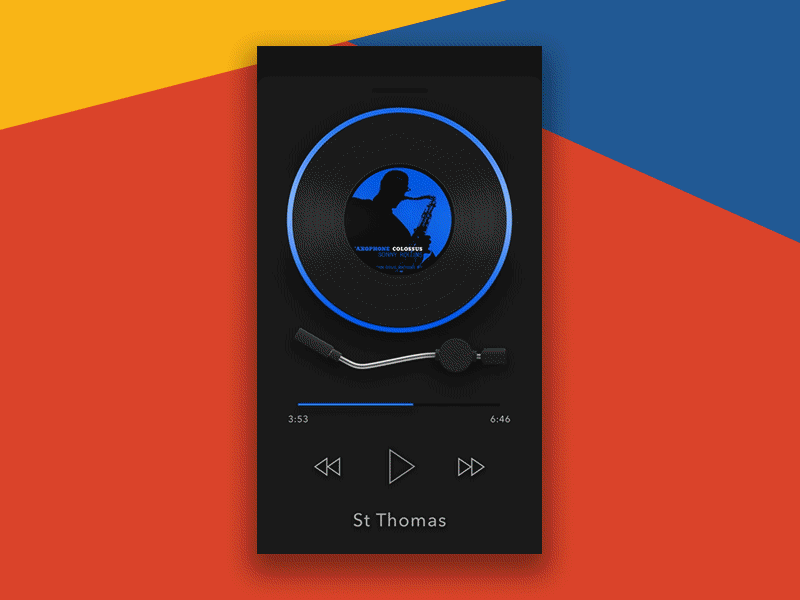 Record player animation ios music player record ui