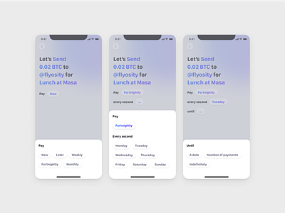 Recurring Payments mobile ui