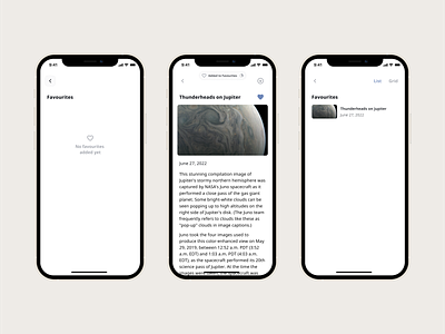 Space Images - Mobile Favourites design system mobile ui