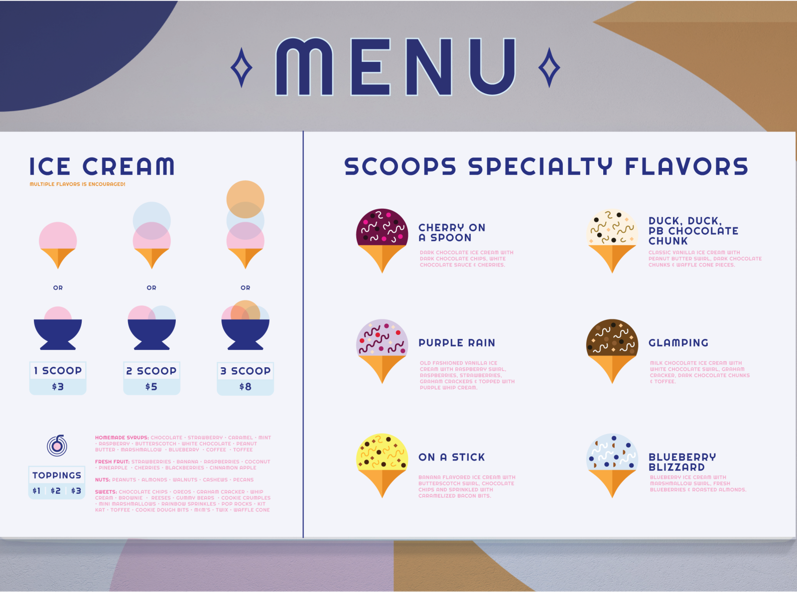 scoops ice cream menu