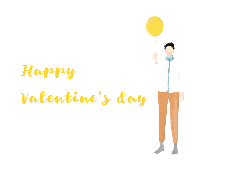Happy valentine's day balloon love face comic digital human day valentines illustration