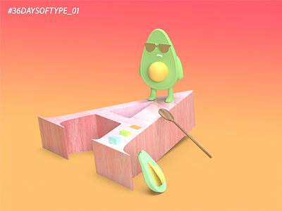 A for 36 Days of Type 36daysoftype 36daysoftype a 3d 3d art adobedimension avocado dailyinspirations design digital 3d digitalartist foodandtype illustraion lettering type daily typedesign typography