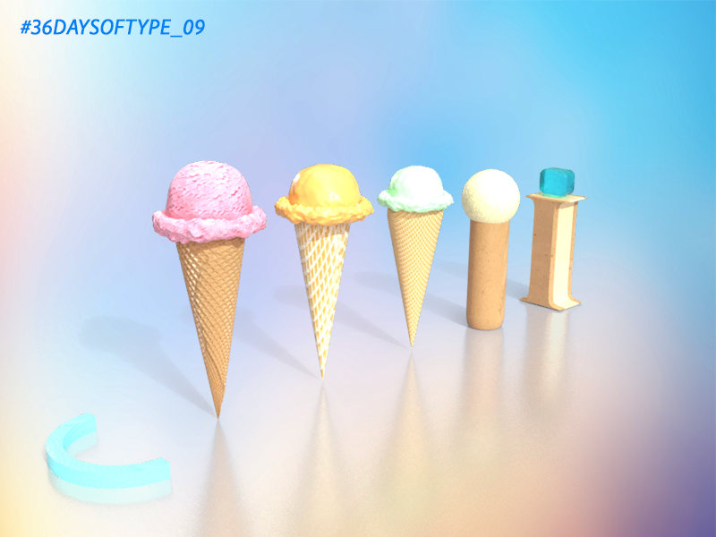 I for 36 Days of Type 36daysoftype-i digital art digital 3d 3d daily inspiration adobephotoshop typography typedesign type challenge lettering digital adobedimension 3d type type daily type daily challange 3d art foodandtype design 36daysoftype
