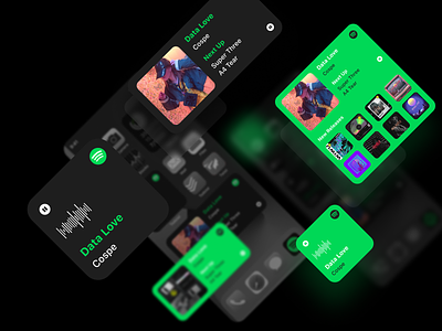 Spotify iOS 14 Widgets - UI Design black configurable customize green homescreen ios music player springboard widget
