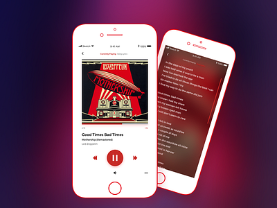 Daily UI 009 Music Player (iOS) iphone mobile mockup red square