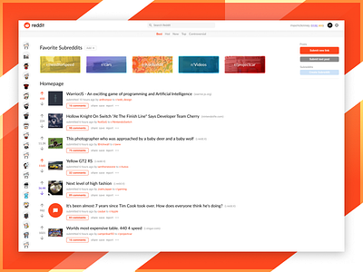 Reddit Redesign - Web Homepage clean colorful contest material modern native redesign web