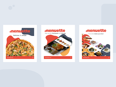 Food App - Instagram Ads blob blobs card dishes find gotham menu menuette minimal modern red white