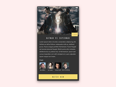 Movie app UI dark movie watch