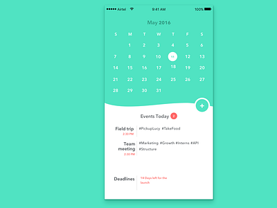 Calendar UI calendar events green white