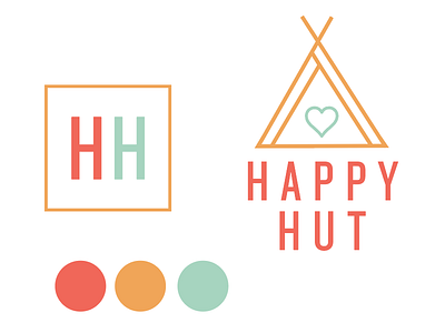 Happy Hut logo variations and colors branding burnt orange colored colorful design happy happy hut logo orange red teal