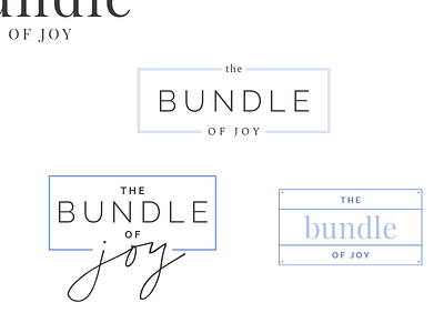 logo iterations for the bundle of joy baby blue box branding bundle design joy logo logos