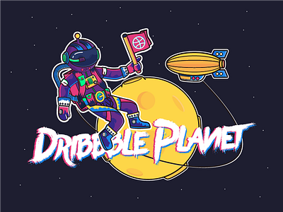 Dribble Planet 01 dribbble illustrations invite spaceman thanks