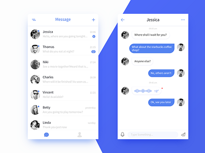 IM Ui app blue chat list message phonetics ui