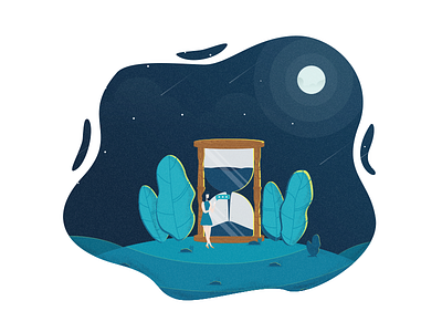 Waiting empty state flat illustration illustrator night the hourglass time waiting