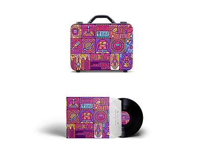 illustration extension cd art extension illusion logo packing suitcase