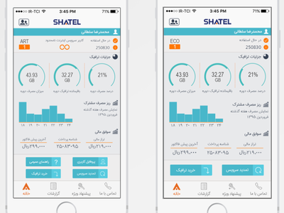 Shatel App , Internet report customer UI/UX adobexd design shatel ui