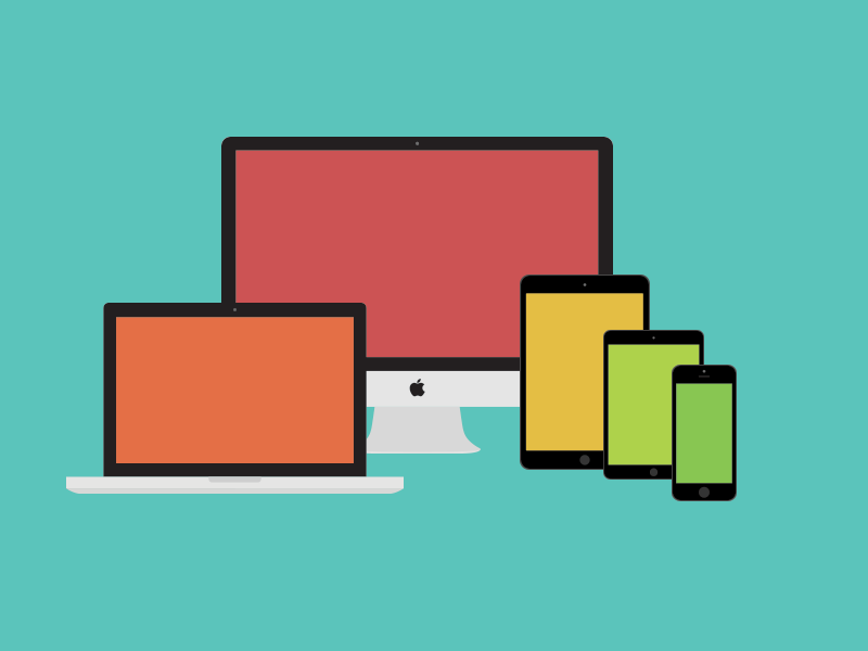 Apple Devices Flat Mockups apple flat mockup iphone ipad imac macbook set