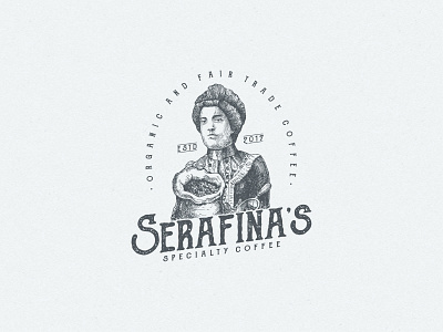 Engraved Drawing logo for Serafina's coffee drawing engraved vintage