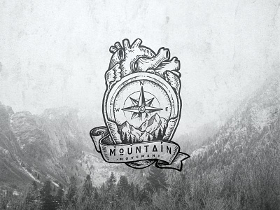 Mountain Movement drawing emblem engraved logo mountain rustic vintage