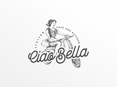Ciao Bella drawing engraved illustration italian rustic vintage