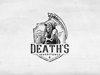 Death's Inheritance badge beer brewery emblem logo reaper vintage