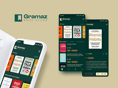 Gramaz - Online Book Store app bookstore figma logo mobile trending ui