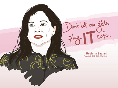 Let Girls Fail adobe illustrator vector girls who code information technology it quotes reshma saujani vector doodle