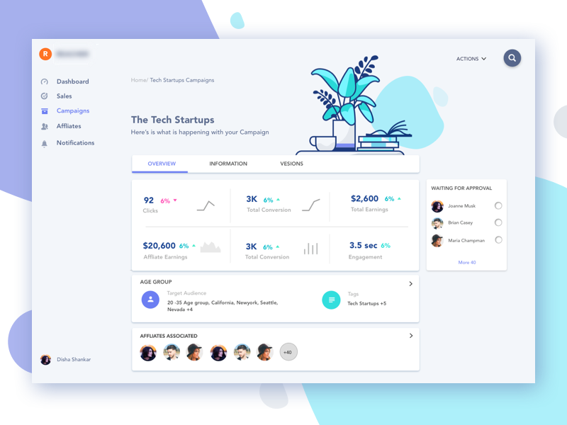 Dashboard - Campaign shapes analytics numbers tech organic dashboard campaign