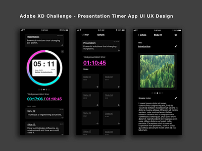 App Presentation Timer - UI UX Design adobe xd mobile app presentation app user experience user experience design user interface user interface design