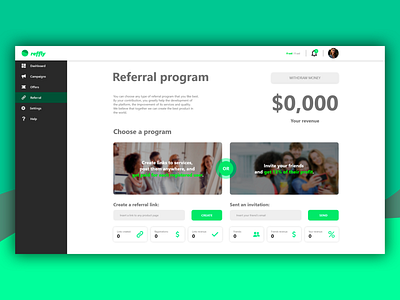 Referral program page UI UX design platform referral saas saas design ui ui ux ui design user experience user interface ux ux design web web design