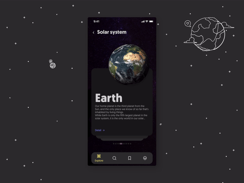 Solar system UI animation app design mobile mobile app mobile app design mockup ui ux