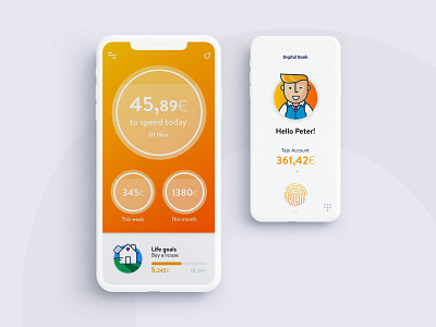 Online banking UI app avatar bank character design experience design flat goals illustration ui