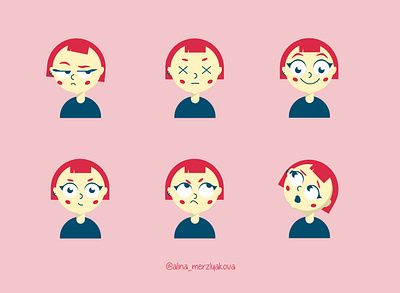 Nancy. Emotions. Flat character design character characterdesign emotions girl character illustraion illustrator vector