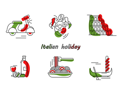 Italian icons pack icon icons iconspack illustraion illustrator vector