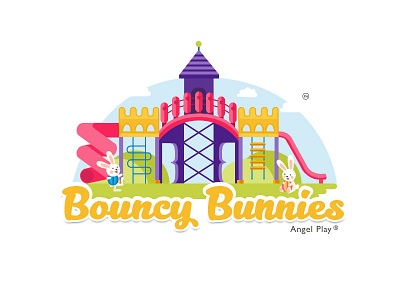 Bouncy Bunny logo branding design flat illustration logo typography vector