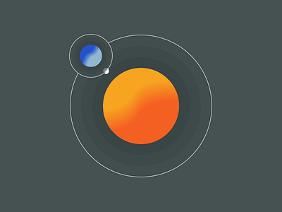 Tiny Solar System flat gradient illustration minimal planet space sun vector