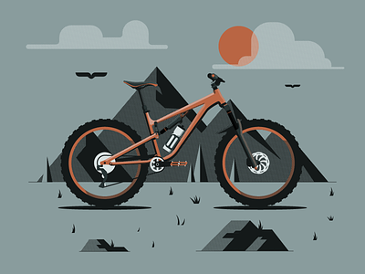 My Bike bike design dkng flat illustration illustrator mountain mountain bike rocks vector