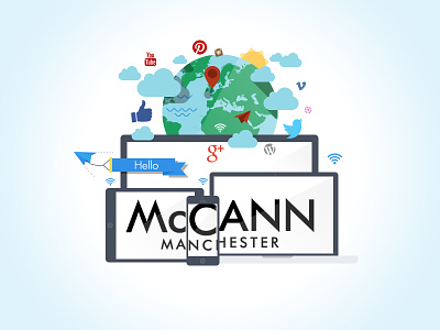 Joining McCann Manchester advertising agency digital flat globe job media new social