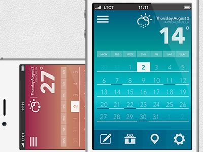 Calendar App Design app application birthday calendar date diary forecast iphone mobile time timetable ui weather week