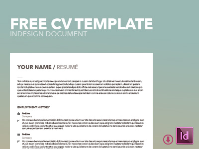 Free CV Template curriculum cv document download free freebie indesign print resume template vitae