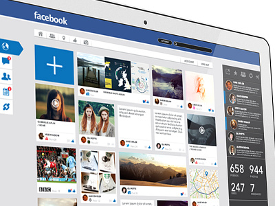 Facebook Redesign design facebook feed interface media metro social ui user wall web