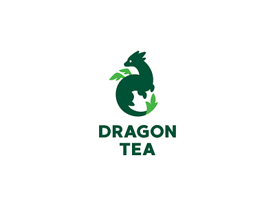 DragonTea branding character cute design dragon green logo logotype tea vector