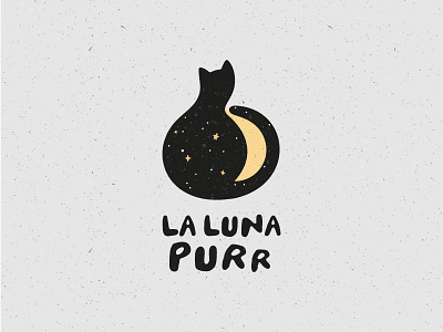 La luna purr cat logo love moon purr romance star stardust vector