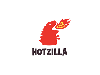 Hotzilla dinozaur fire flame godzilla hot logo pizza red