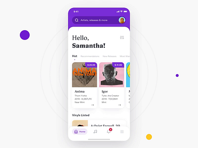 Vinyl App – Add to Cart Flow add to cart animation app design basket cart clean colors e commerce app ios iphone mobile motion design music principle product shop ui design vinyl